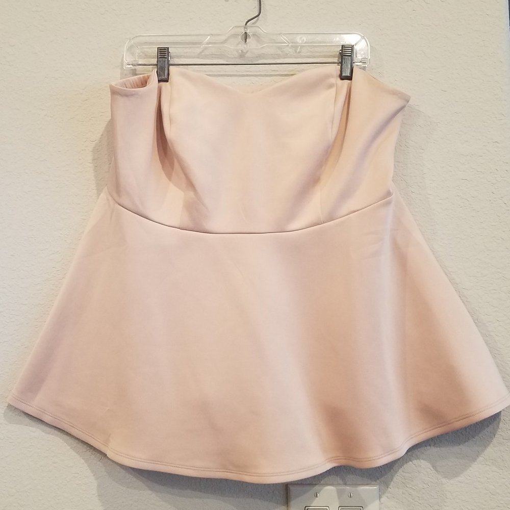 Pale Pink Scuba Knit Strapless Peplum Top (NWT)
